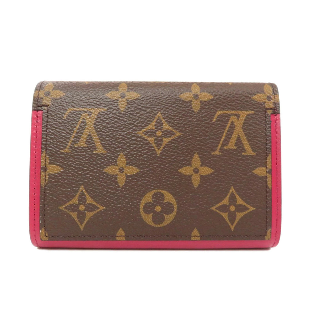 Louis Vuitton Portefeuille Monogram Compact Canvas Wallet fold Flore Bi Brown